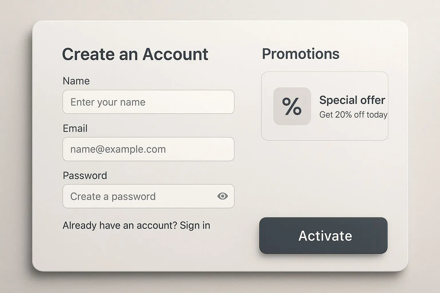 Registration and bonus claim process interface on an online gaming platform