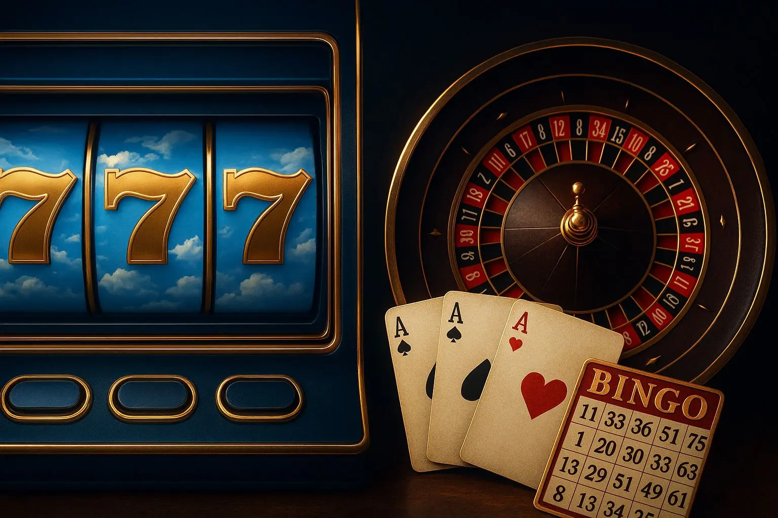 Comparison of King of the Sky reels with roulette cards and bingo visuals