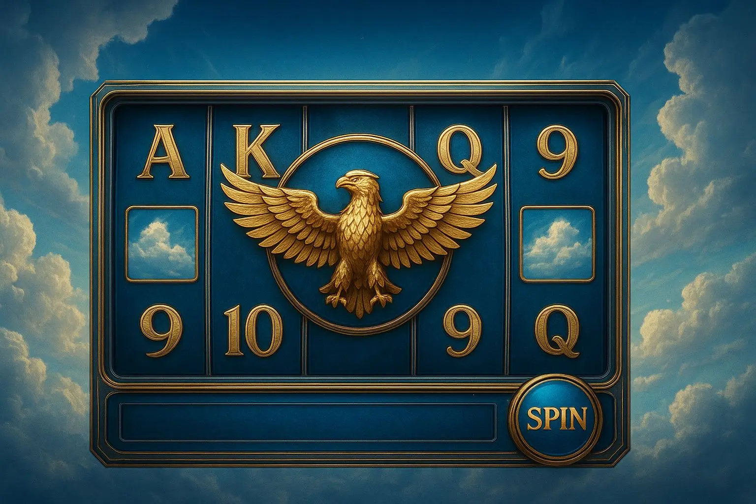 King of the Sky game reels with eagle symbol and spin button
