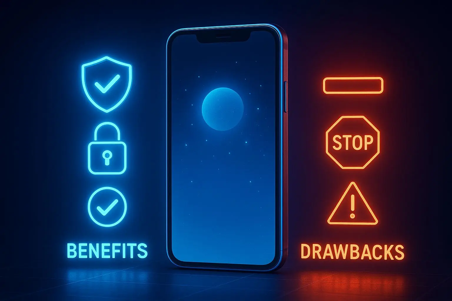 Visual comparison of pay by phone benefits and limits on a smartphone