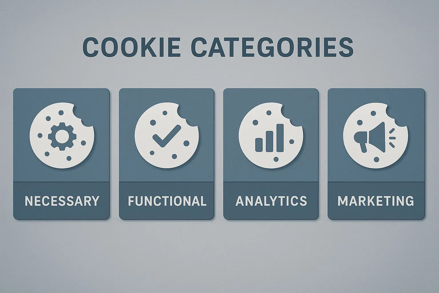 Overzicht van verschillende cookiecategorieën in een neutrale stijl