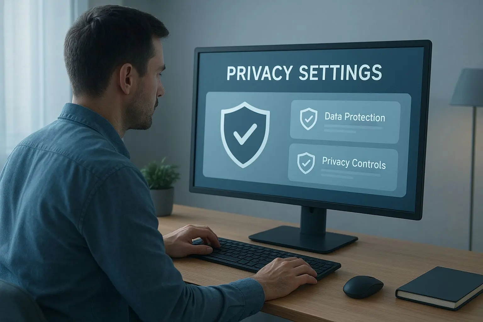Gebruiker bekijkt privacyrechten en instellingen op een scherm