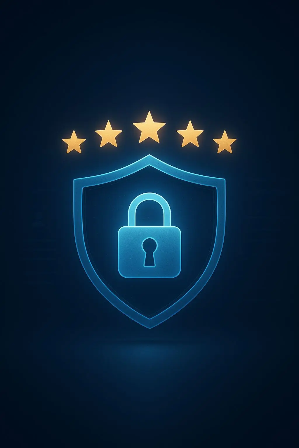Abstract trust and security illustration with shield, lock and stars