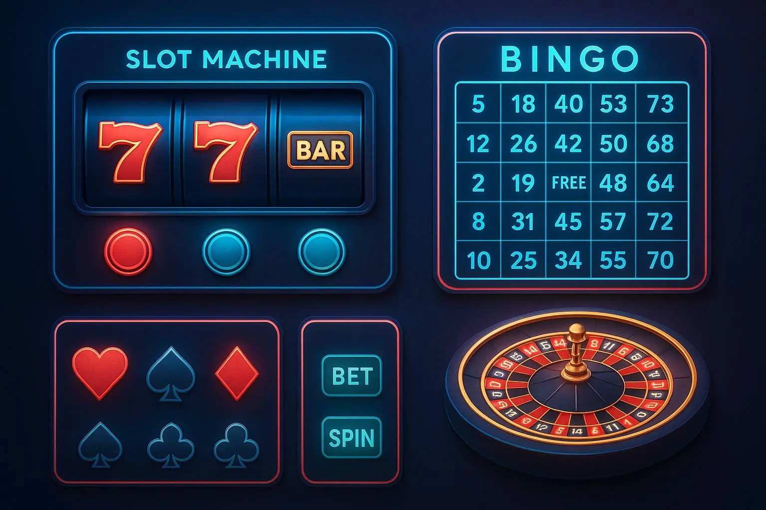 Mix of slots, bingo and table games in one interface