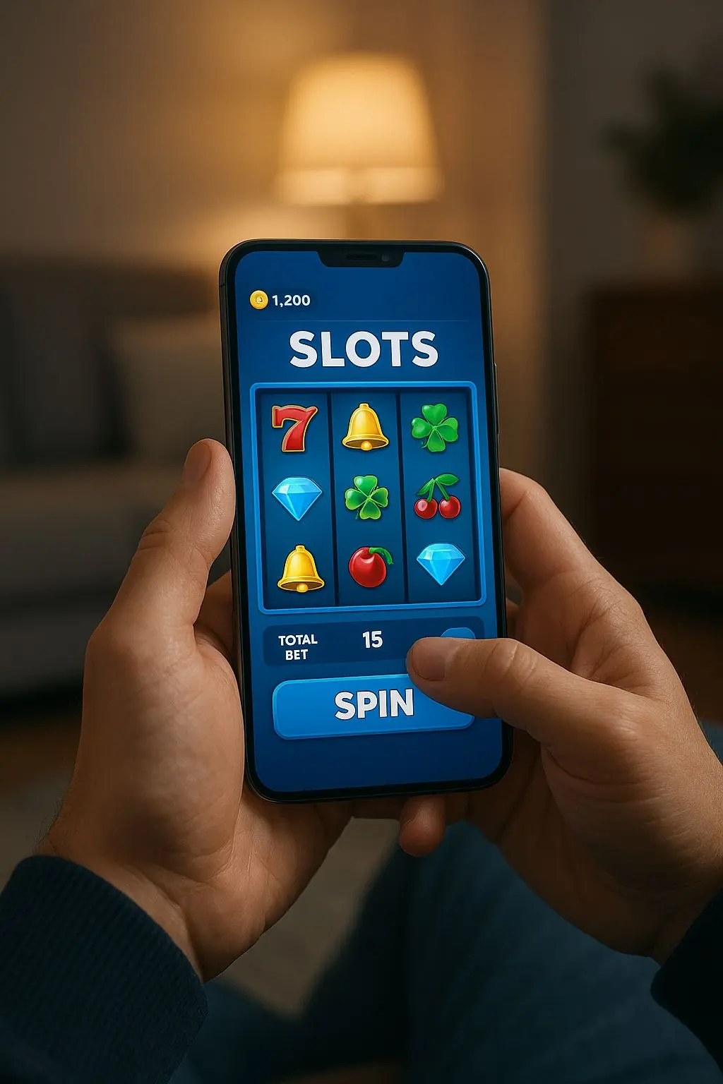Mobile slot interface on a smartphone in a relaxed setting