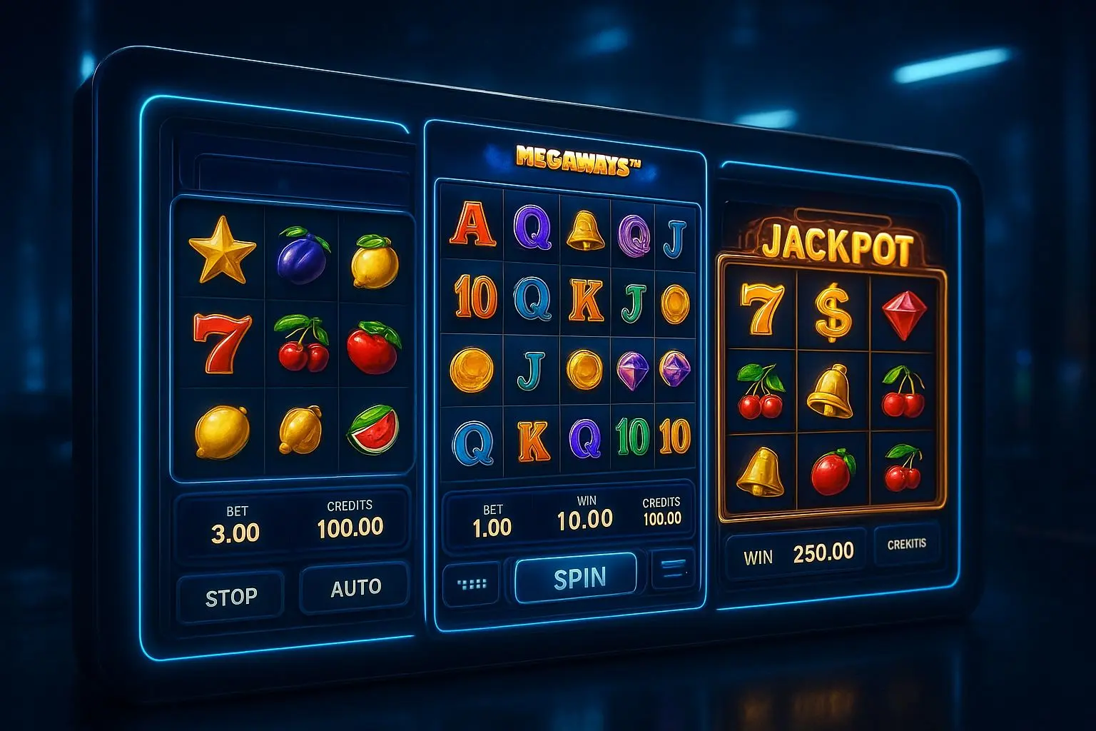 Overview of different slot styles in a Sky-themed interface