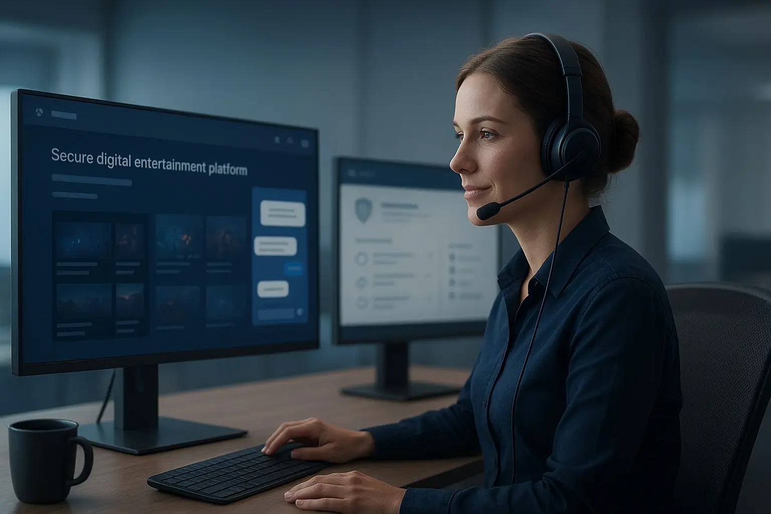 Customer support operator with secure online gaming support interface