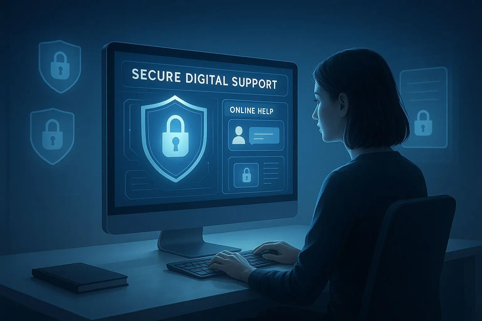 Secure customer support and privacy illustration