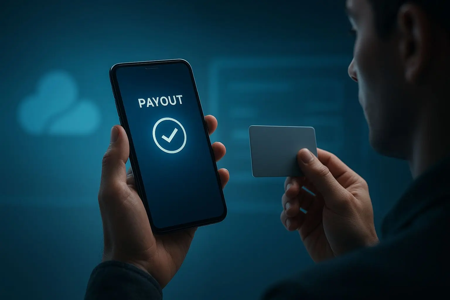 Fast and secure digital withdrawals concept with phone and card