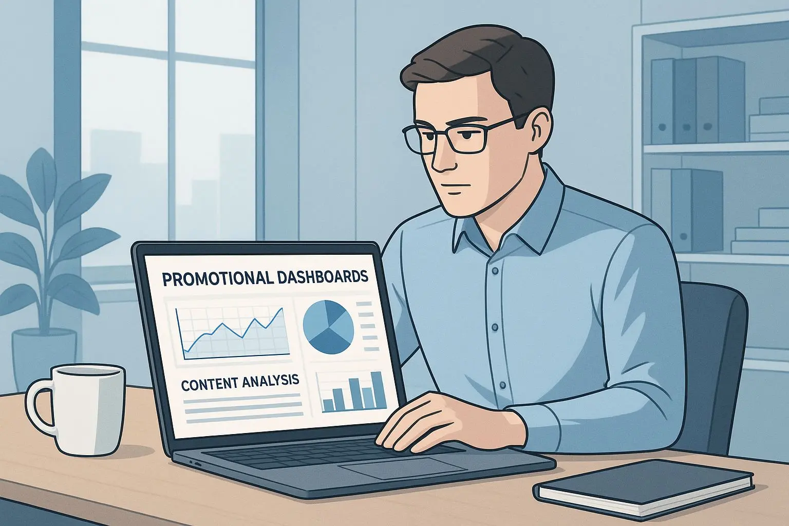 Expert-style author illustration reviewing promotional gaming content
