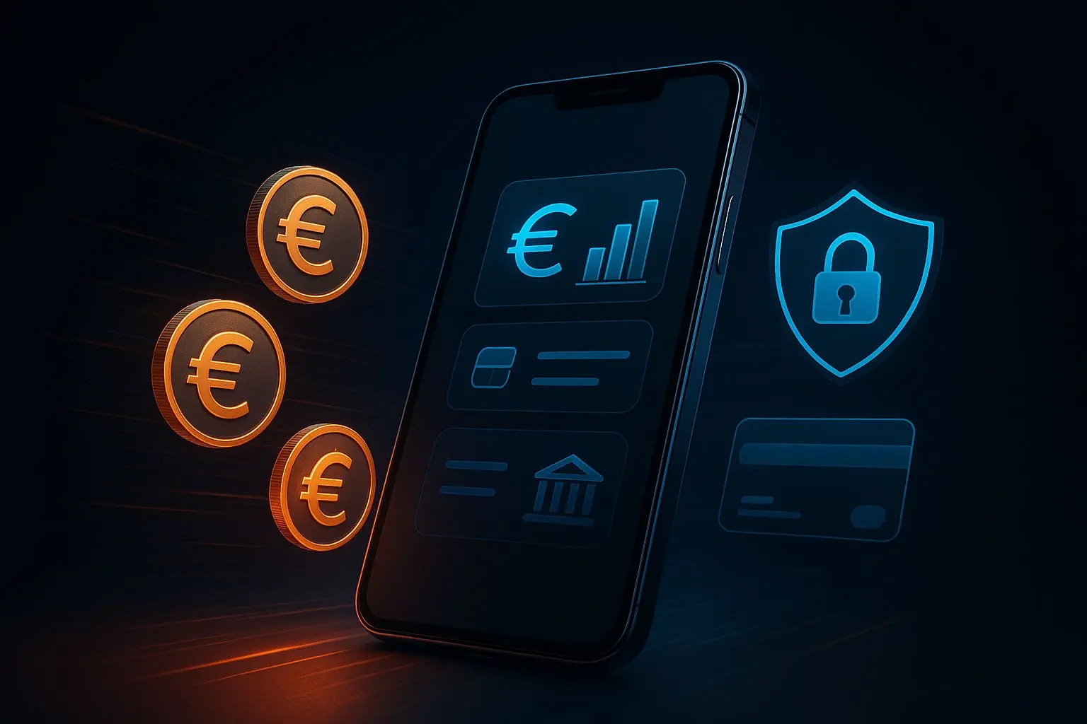 Fast and secure online payout banner with euro and banking visuals